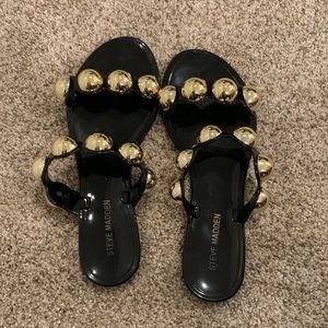 Black and gold Steve Madden summer sandals